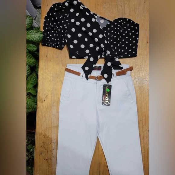 NWOT Polka Dot One Shoulder Crop Top - Picture 10 of 10